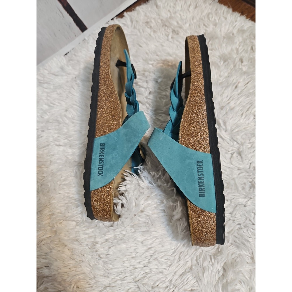 Birkenstock Gizeh Braided Green Leather Sandals Women's Size 40 - Picture 4 of 10